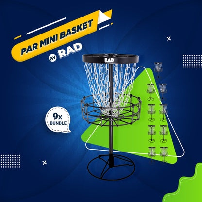 9 RAD Par Mini Disc Golf Basket Bundle